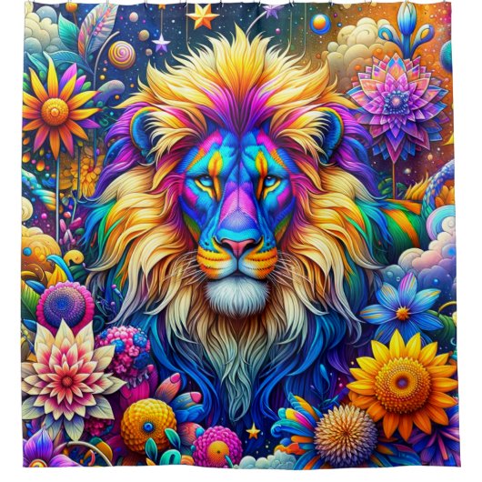 Rideaux De Douche Art Lion coloré (Devant)