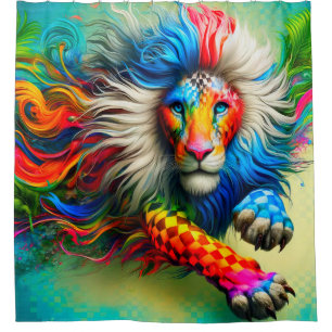 Rideaux De Douche Art Lion coloré