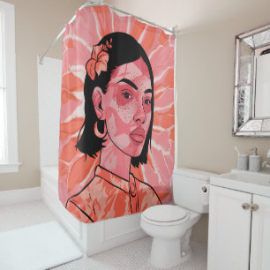 Rideaux De Douche Art minimaliste boho féminin moderne