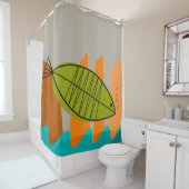 Rideaux De Douche Art moderne de poissons de la moitié du siècle (En situation)