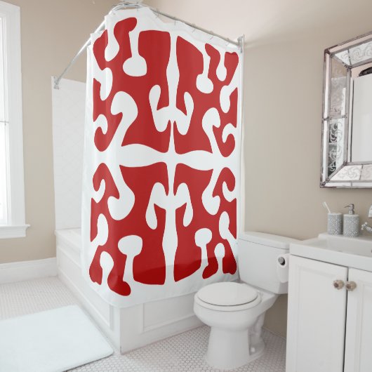 Rideaux De Douche Art moderne en forme rouge Abstrait (En situation)