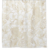 Rideaux De Douche Art moderne Gold White Floral Doodles (Devant)