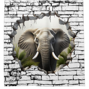 Rideaux De Douche Art mural d'éléphant 3D – Safari réaliste