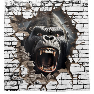 Rideaux De Douche Art murale de Gorilla 3D - Safari réaliste