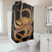 Rideaux De Douche Art noir d'oeil bleu Brown de poulpe (En situation)