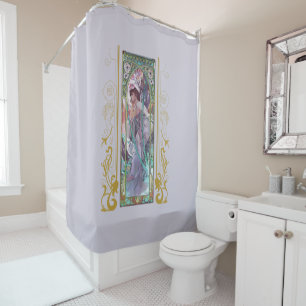 Rideaux De Douche Art Nouveau Alphonse Mucha Soirée Contemplation