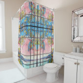 Rideaux De Douche Art Nouveau Fleurs de verre de verre de Tiffany (En situation)