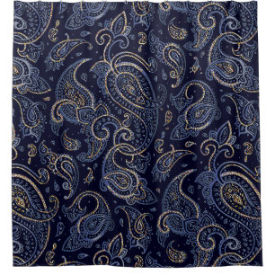 Rideaux De Douche Art Nouveau Floral Denim Design