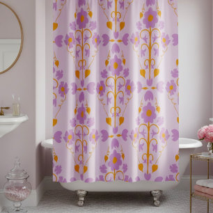 Rideaux De Douche Art Nouveau Floral Douce Pourpre
