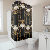 Rideaux De Douche Art nouveau : Noir or (En situation)