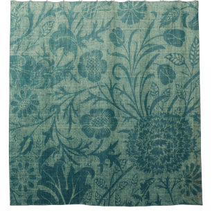 Rideaux De Douche art Nouveau, turquoise, style William Morris, flor