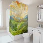 Rideaux De Douche Art numérique mosaïque Mountain Sunrise (En situation)