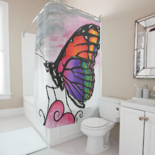 Rideaux De Douche Art original d'imaginaire de papillon de monarque