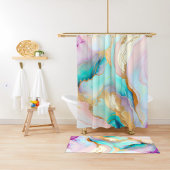 Rideaux De Douche Art parties scintillant abstrait en marbre pastel