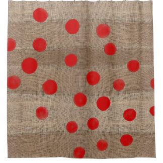 RIDEAUX DE DOUCHE ART POIS DE COULEUR D'EAU ROUGE