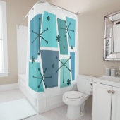 Rideaux De Douche Art pop de l'âge atomique Turquoise (En situation)