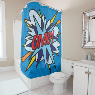 Rideaux De Douche Art Populaire de Bande Dessinée Rétro Amusant OMG