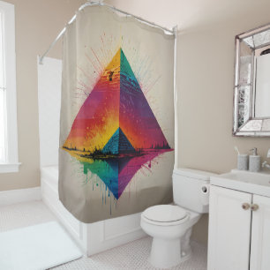Rideaux De Douche Art pyramidal Abstrait dynamique Design artistique