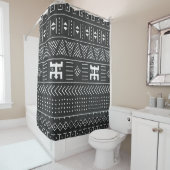 Rideaux De Douche Art Tribal Africain : Géométrique Noir & Blanc (En situation)
