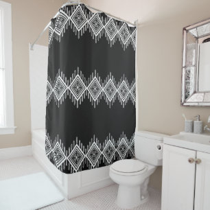 Rideaux De Douche Art tribal noir et blanc