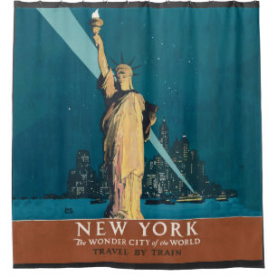 Rideaux De Douche Art vintage de la Statue de la Liberté de New York