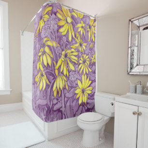 Rideaux De Douche Artichauts de Jérusalem Fleur d'été Floral pourpre
