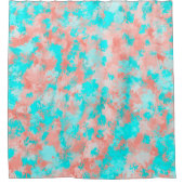 Rideaux De Douche Artsy Moderne Été Corail Orange Aqua Abstrait (Devant)