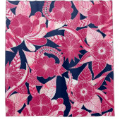 Rideaux De Douche Artsy Moderne Fuschia Marine Acrylique Feuilles fl (Devant)