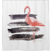 Rideaux De Douche Artsy rose Flamant rose d'aquarelle Pinceau lignes (Devant)