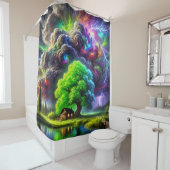 Rideaux De Douche Artsy Tree and Sunset Scene (En situation)