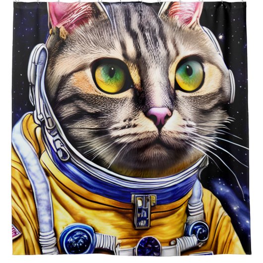 Rideaux De Douche Artwork de chats d'astronautes (Devant)