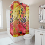 Rideaux De Douche Artwork rouge Abstrait (En situation)