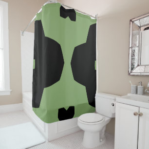 Rideaux De Douche Asperges et Géométrique Noir