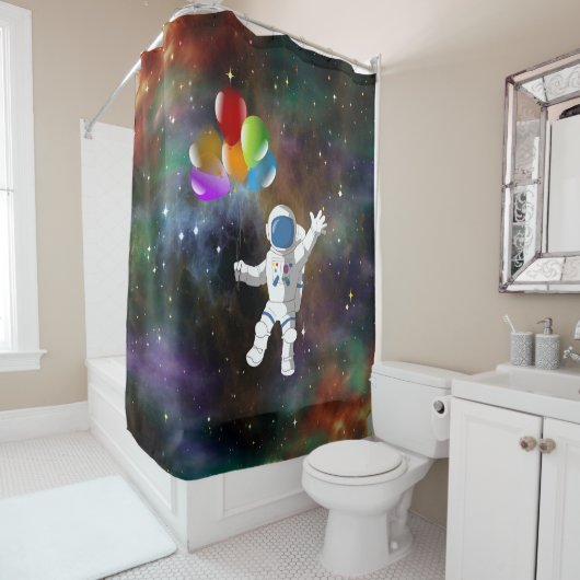 Rideaux De Douche Astronaut avec ballons (En situation)