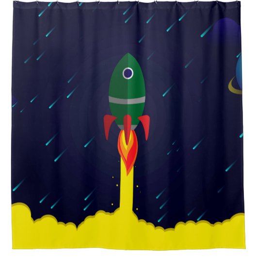 Rideaux De Douche astronaute astronaute de vaisseau spatial de fusée (Devant)