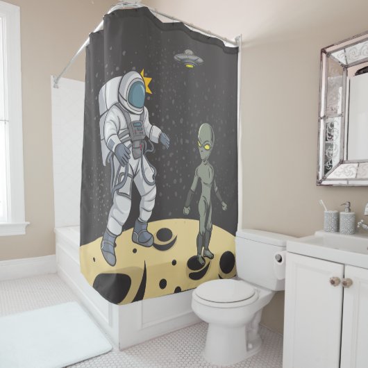 Rideaux De Douche Astronaute et alien (En situation)