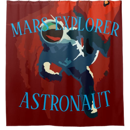 Rideaux De Douche Astronaute Mars Explorateur Voyage Spatial Vacance (Devant)