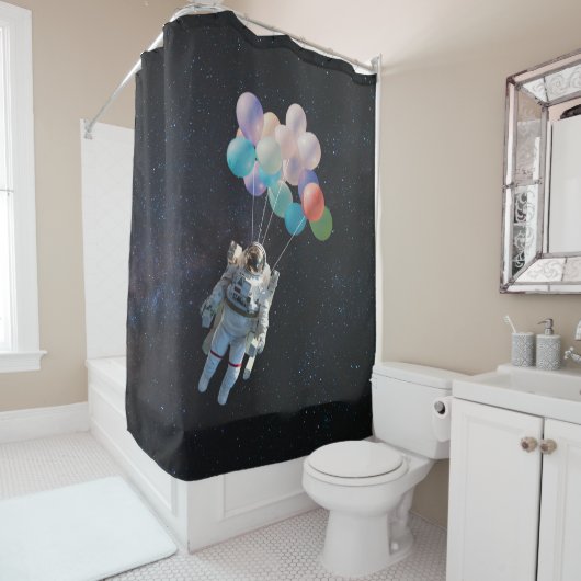 Rideaux De Douche Astronaute Stars & Space Colorful Balloons (En situation)