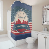 Rideaux De Douche Atlantic City New Jersey Retro Skyline (En situation)