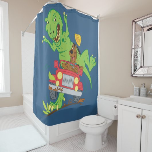 Rideaux De Douche Attaque Scooby Doo T-Rex (En situation)