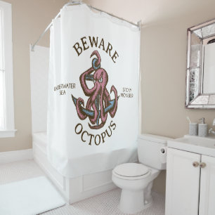 Rideaux De Douche Attention Octopus Créature Nautique Tentacle Monst