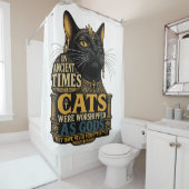Rideaux De Douche Attitude de chat noir antique (En situation)