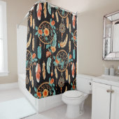 Rideaux De Douche Attrape-rêves fantaisiste boho floral noir sarcell (En situation)