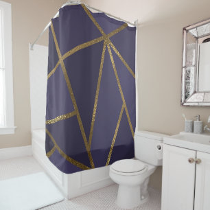 Rideaux De Douche Aubergine Violet Or Bronze Géométrique Glam Chic