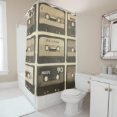 Rideaux De Douche Audio Cassette, Retro Poster Hip-Hop. (En situation)