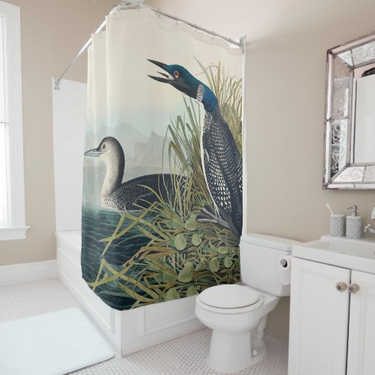 Rideaux De Douche Audubon Bird Loon Diver Classic (En situation)