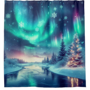 Rideaux De Douche aurora borealis/Noël/hiver