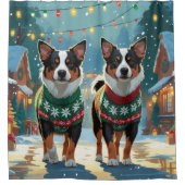 Rideaux De Douche Australian Cattle Dogs Christmas Snow Holiday (Devant)