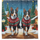 Rideaux De Douche Australian Kelpie Dogs Christmas Snow Holiday (Devant)