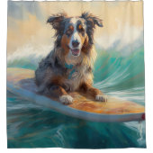 Rideaux De Douche Australian Shepherd Beach Surfing Peinture (Devant)